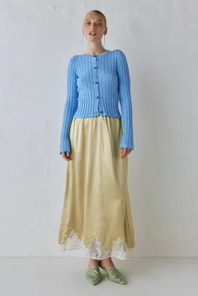 Aisla Satin Midi Skirt Sage