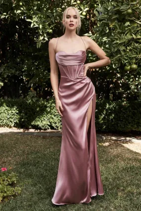 Blossom Pink Corset Cowl Satin Gown