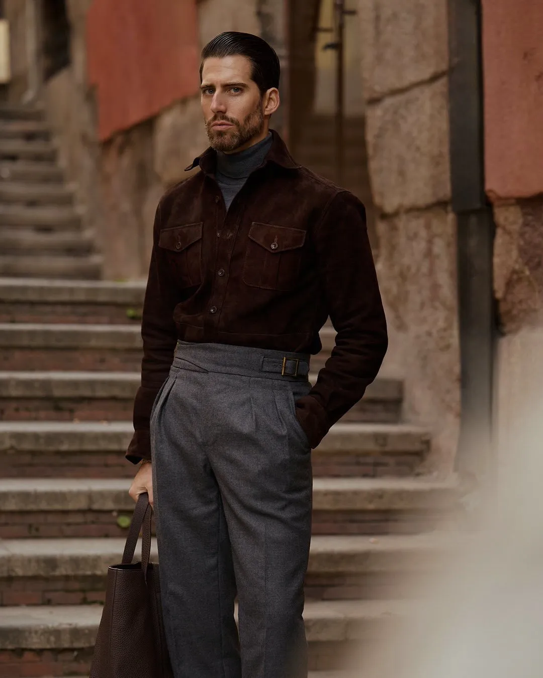 Brown Suede Leather Shirt