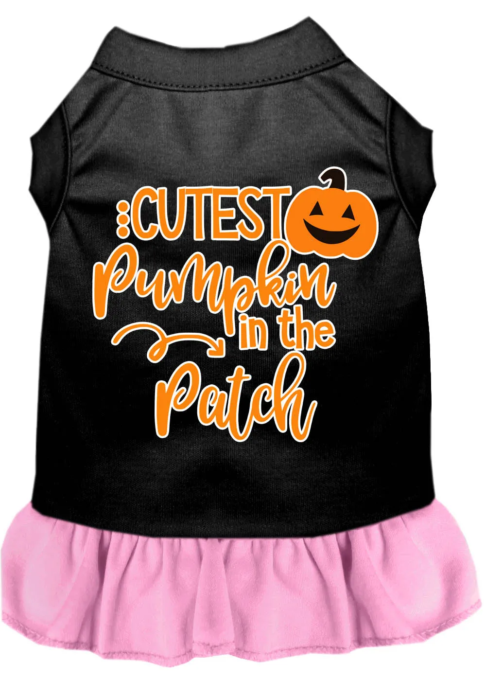 Cutest Pumpkin In The Patch Screen Print Dog Dress Black With Light Pink Med