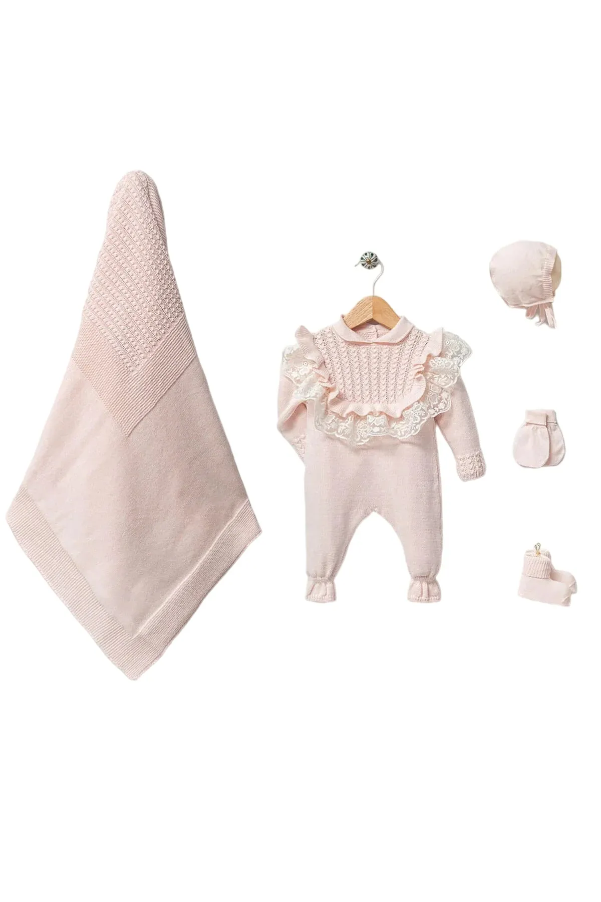 Daphne Pink Newborn Knitwear Coming Home Set (5pcs)