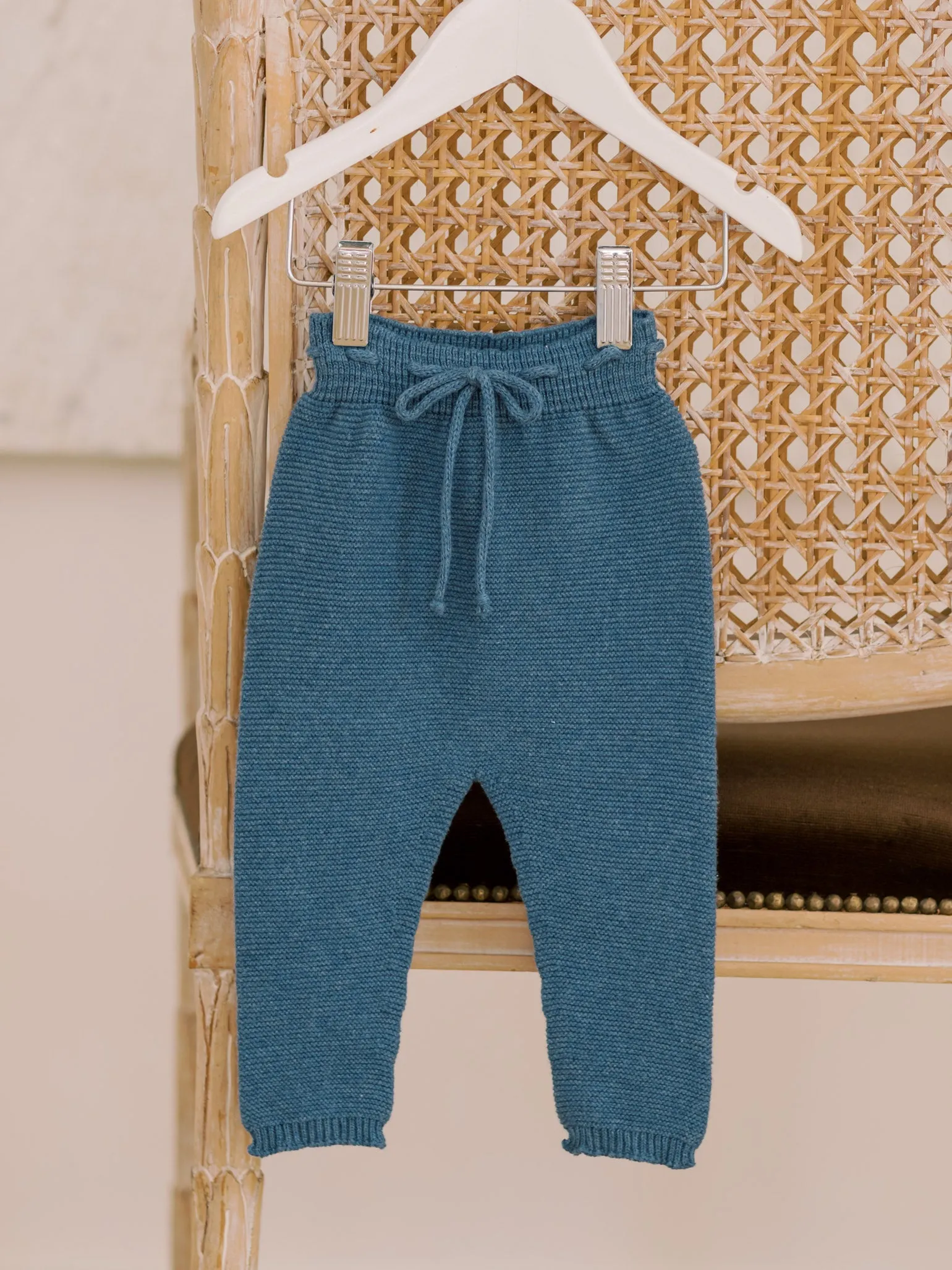 Dark Blue Fino Cotton Baby Knitted Pants