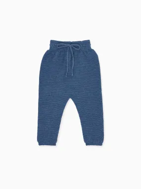 Dark Blue Fino Cotton Baby Knitted Pants