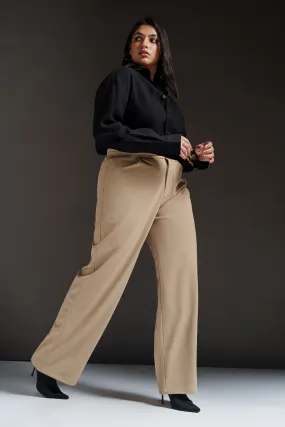 Dune Beige Curve Textured Korean Pants