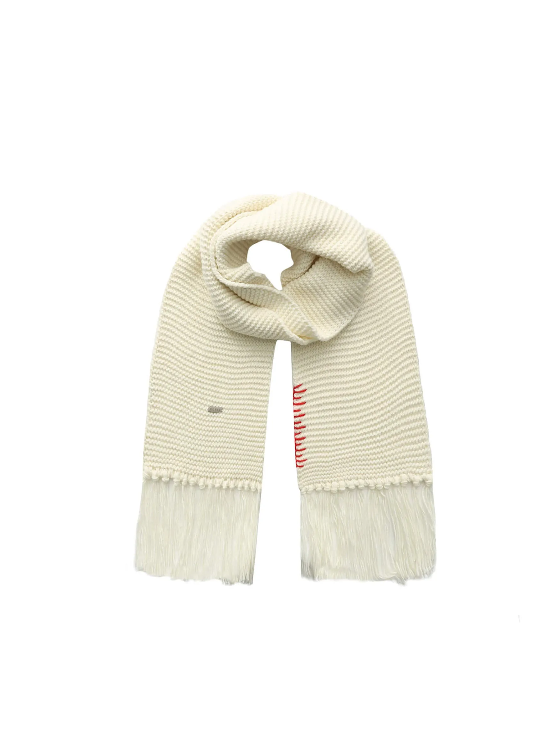 Fringed Long Scarf with Wool Blend