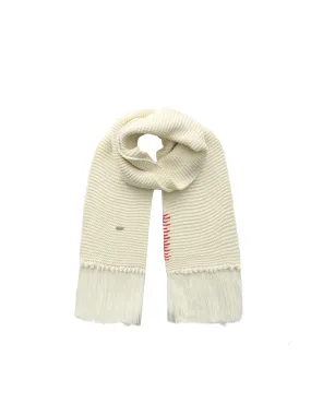 Fringed Long Scarf with Wool Blend