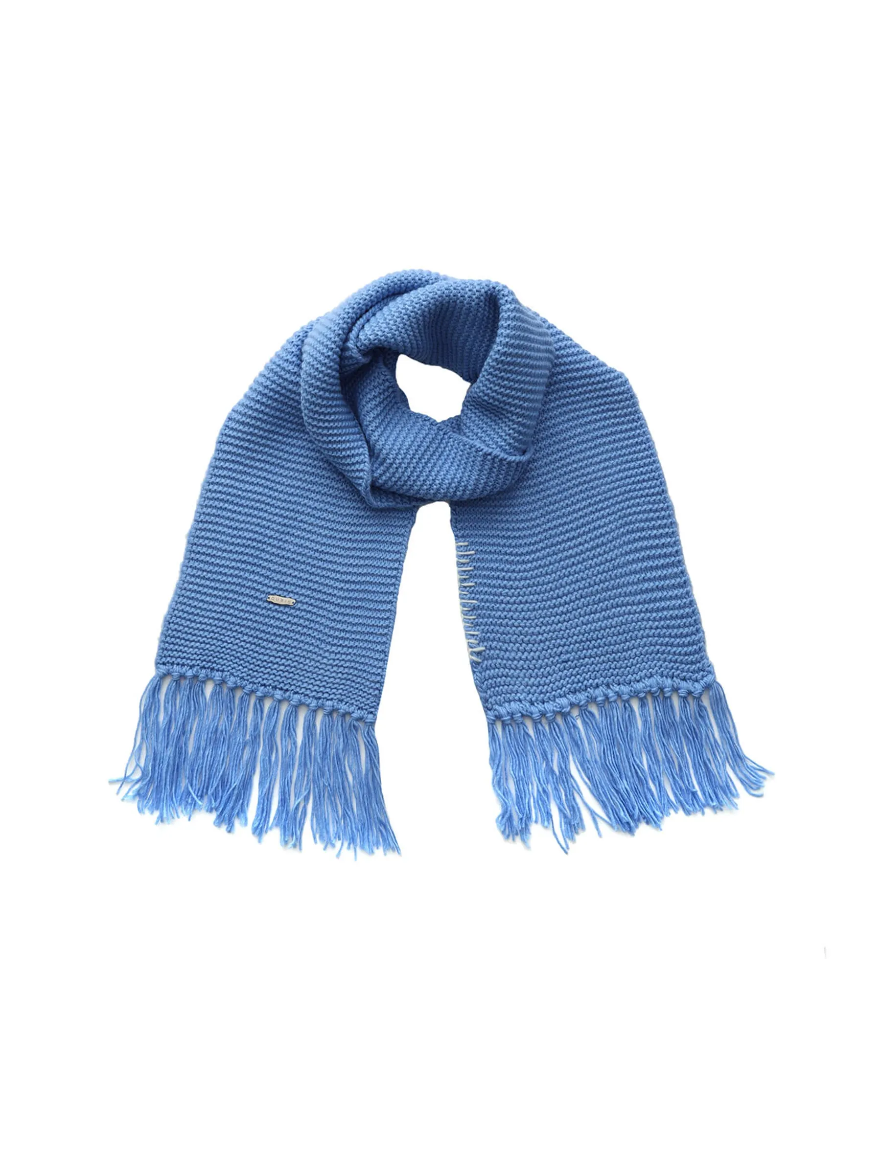 Fringed Long Scarf with Wool Blend