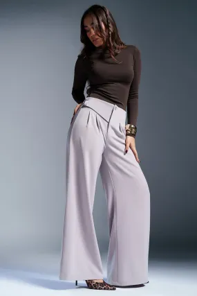 Gentle Grey Stylised Waist Korean Pants