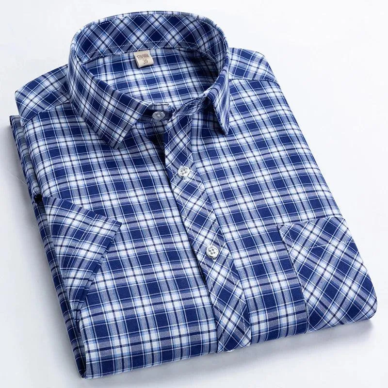 High Quality Men's Plaid Short Sleeve Shirts Business