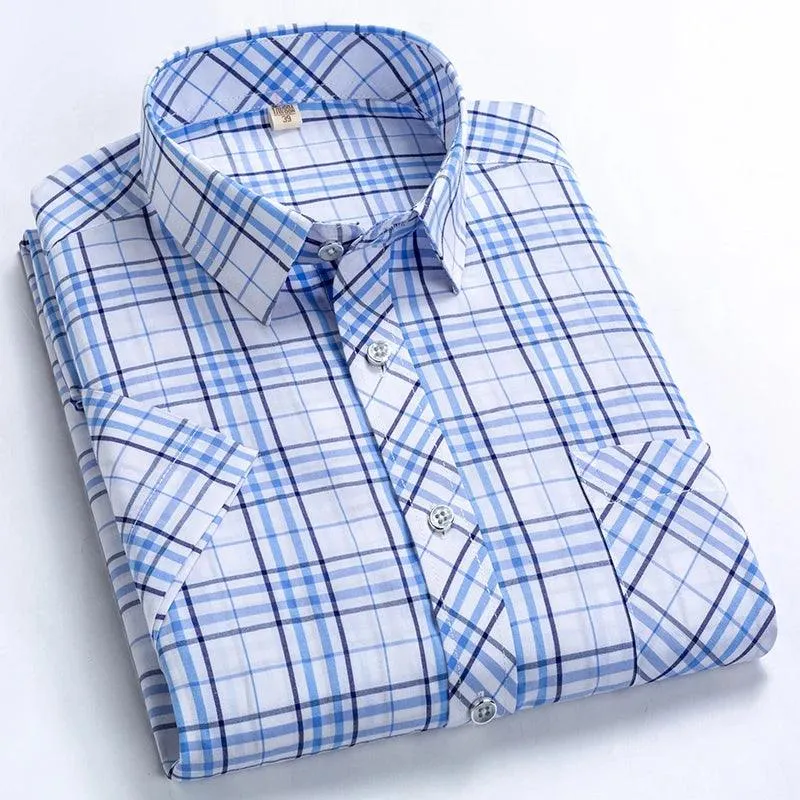 High Quality Men's Plaid Short Sleeve Shirts Business