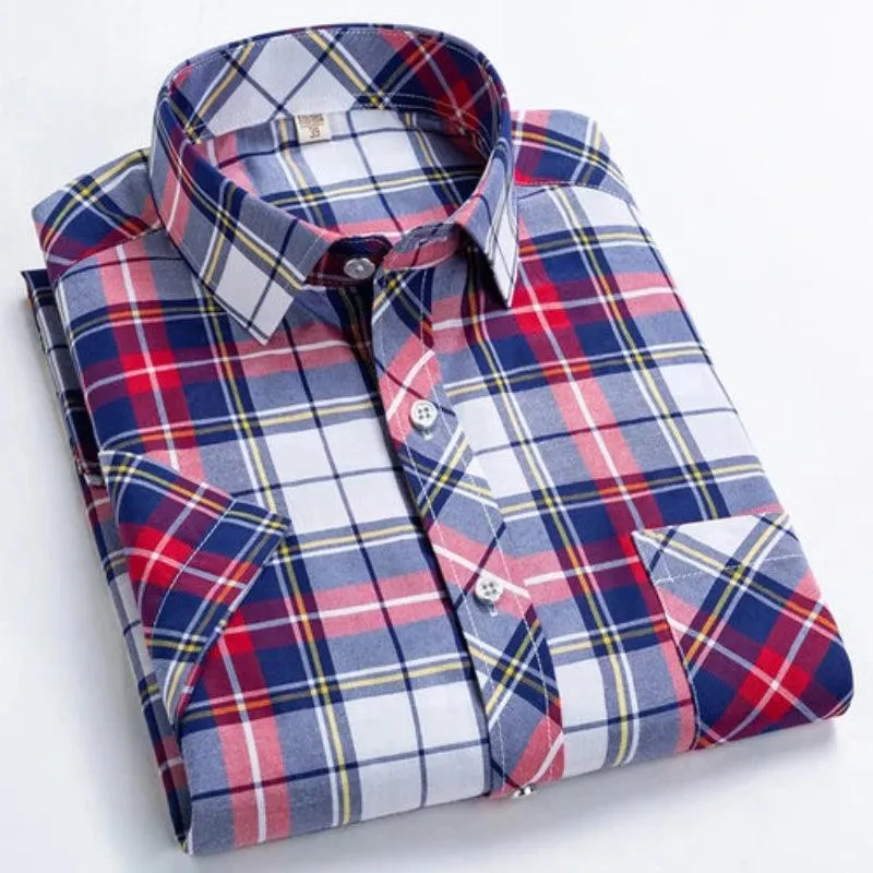 High Quality Men's Plaid Short Sleeve Shirts Business