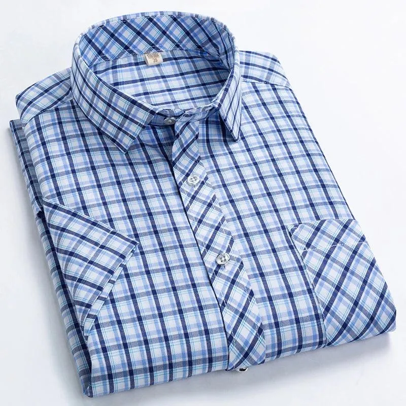 High Quality Men's Plaid Short Sleeve Shirts Business