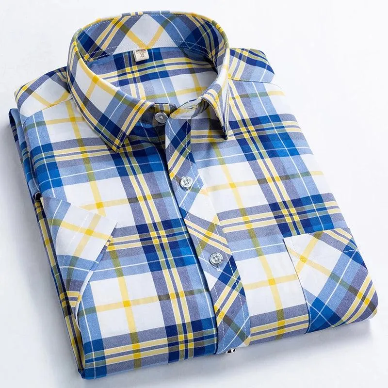 High Quality Men's Plaid Short Sleeve Shirts Business