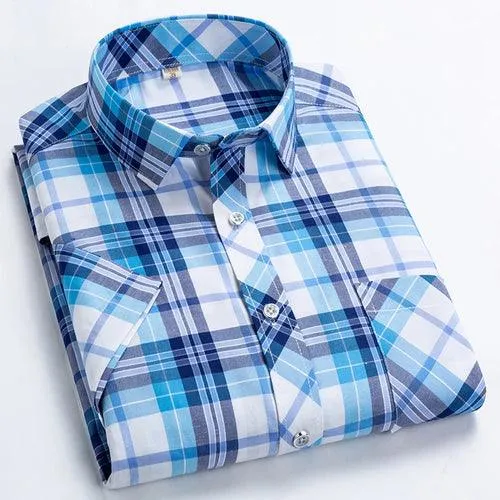 High Quality Men's Plaid Short Sleeve Shirts Business