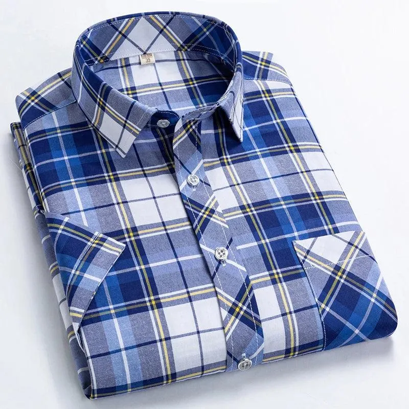 High Quality Men's Plaid Short Sleeve Shirts Business