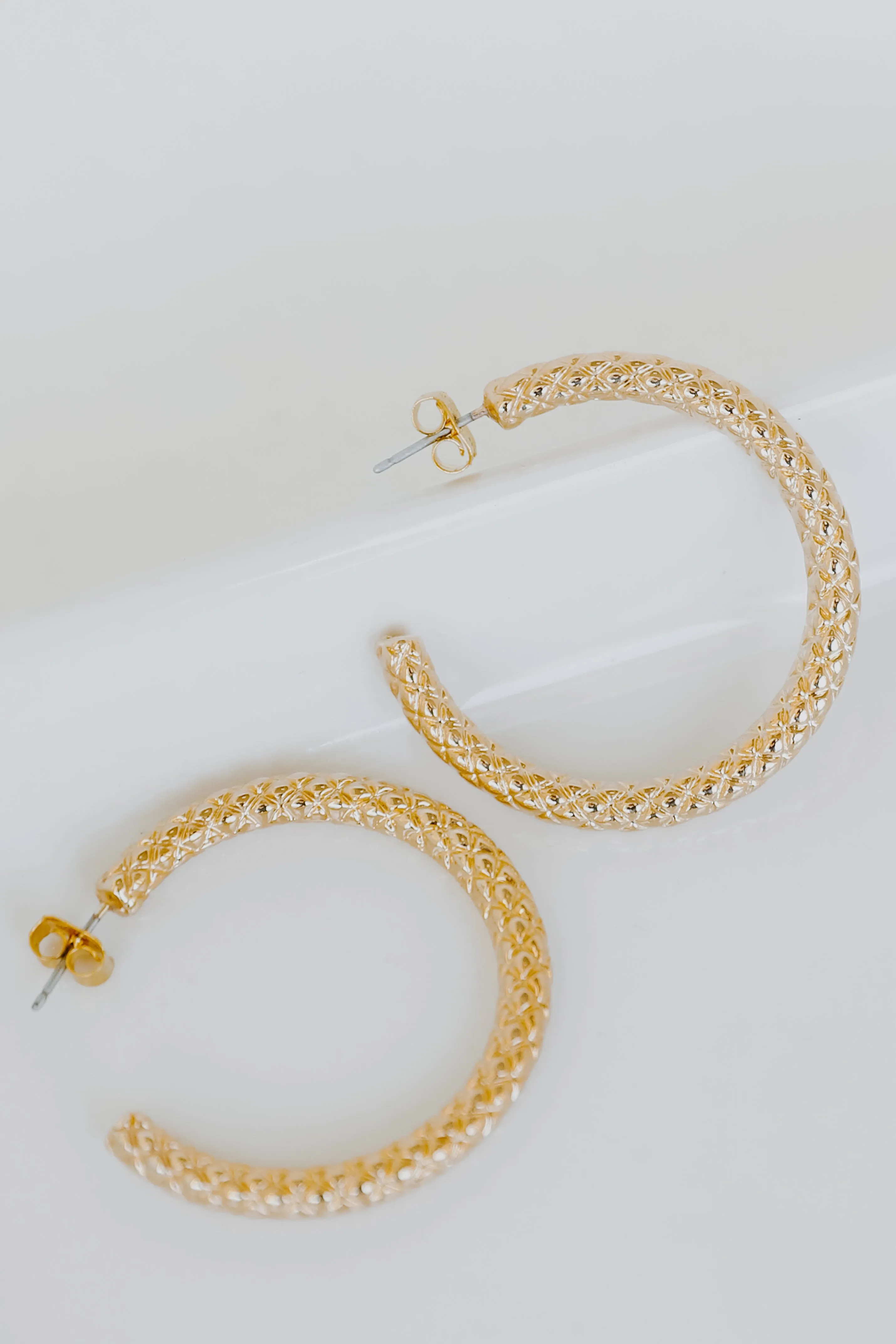 Katy Gold Textured Hoop Earrings