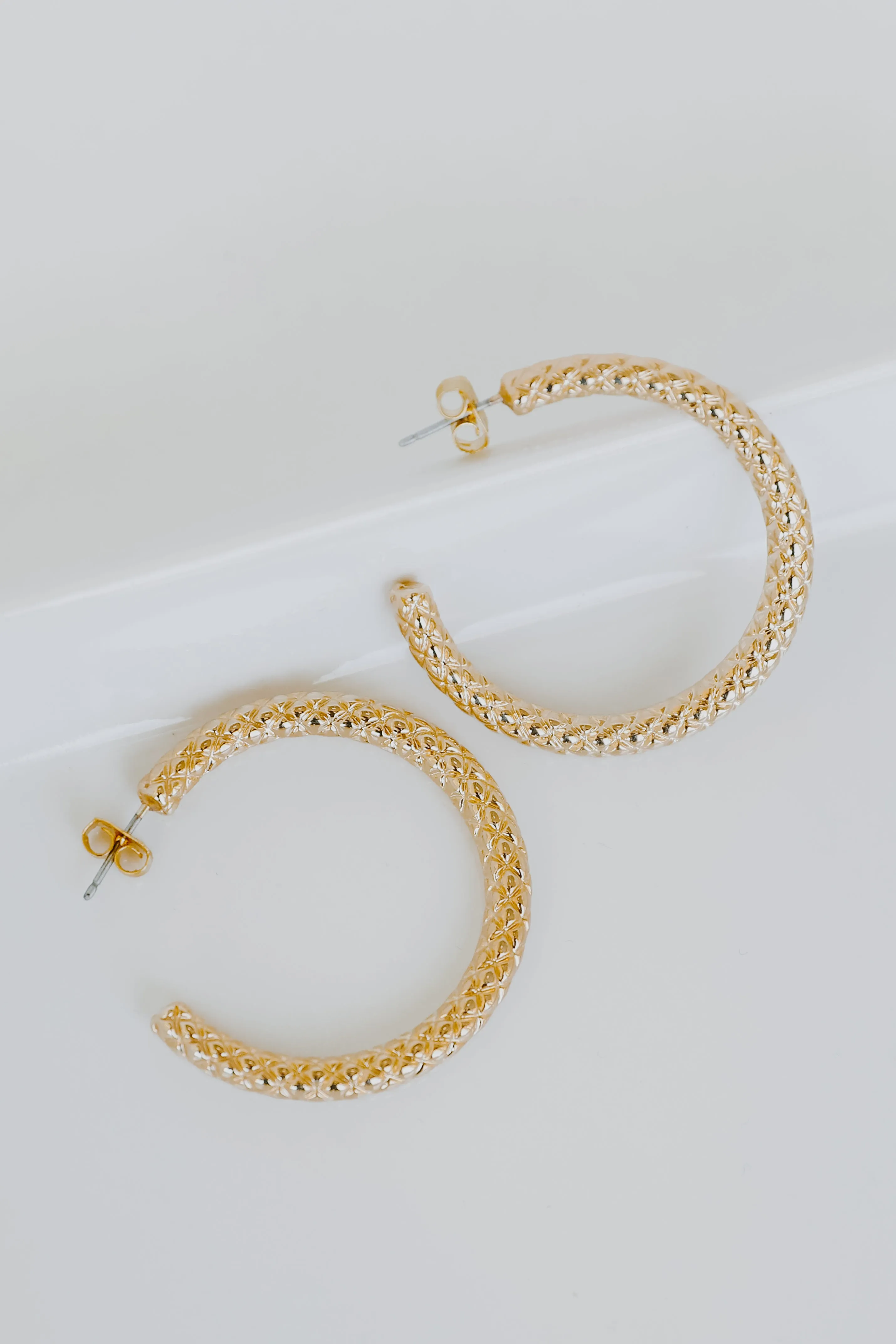 Katy Gold Textured Hoop Earrings