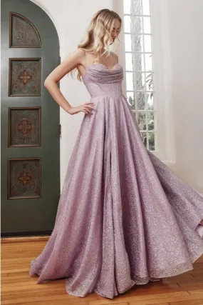 Lavender Lace Up Corset Glitter Ball Gown