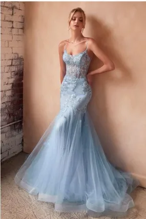 Lt Blue Embellished Pastel Mermaid Dress