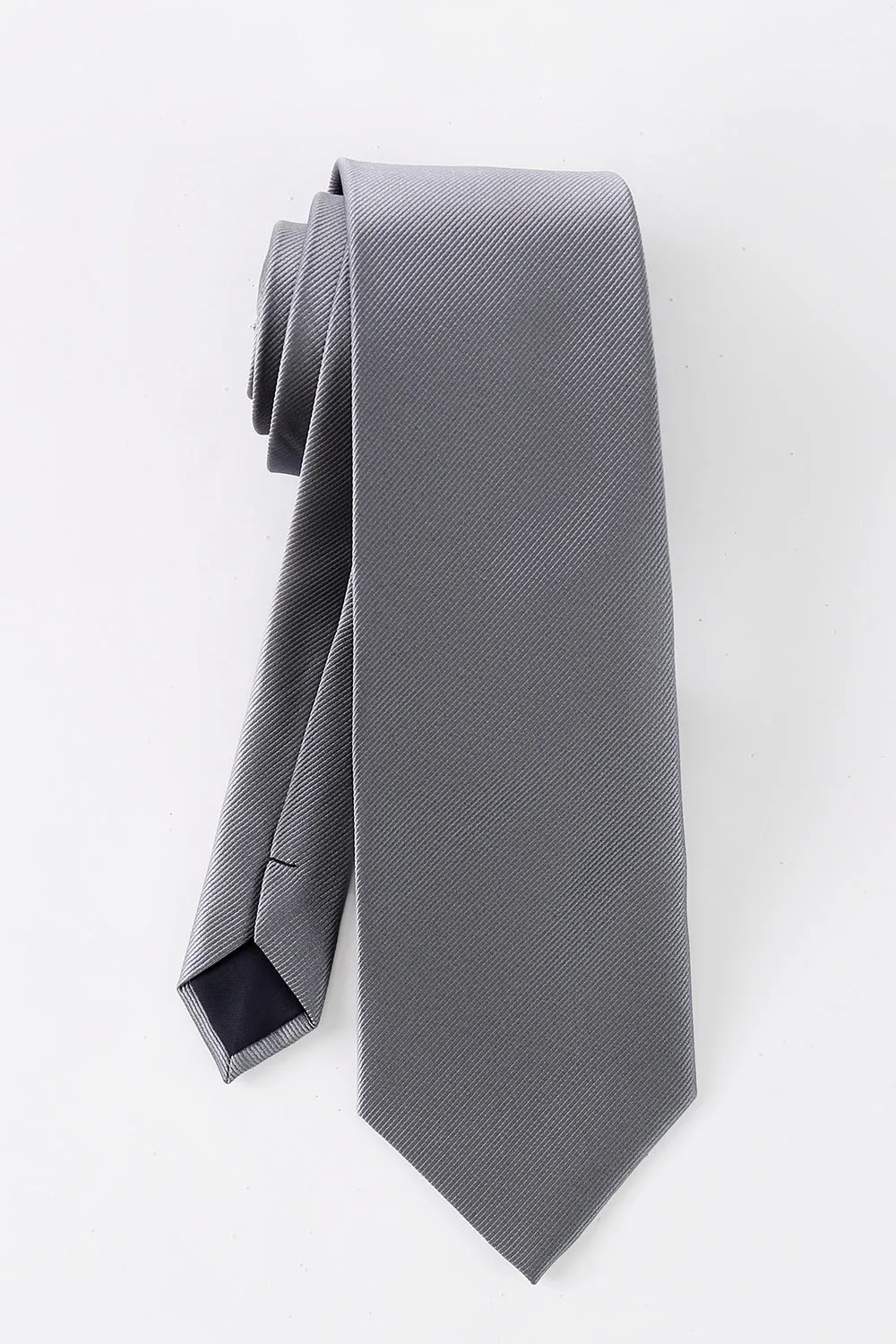 Men's Grey Solid Formal Satin Wide Tie For Wedding