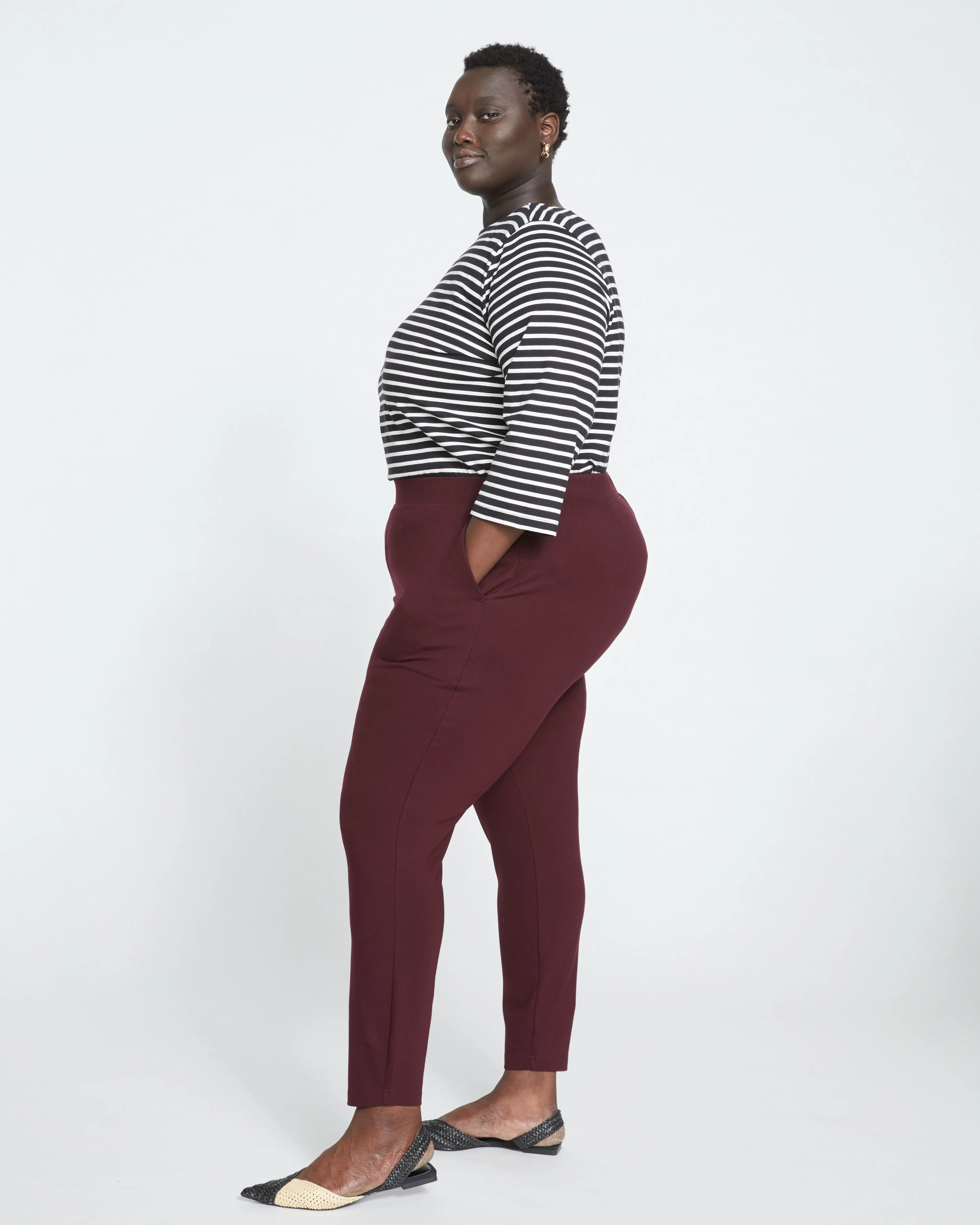 Minimalist Moro Pocket Signature Ponte Pants - Black Cherry