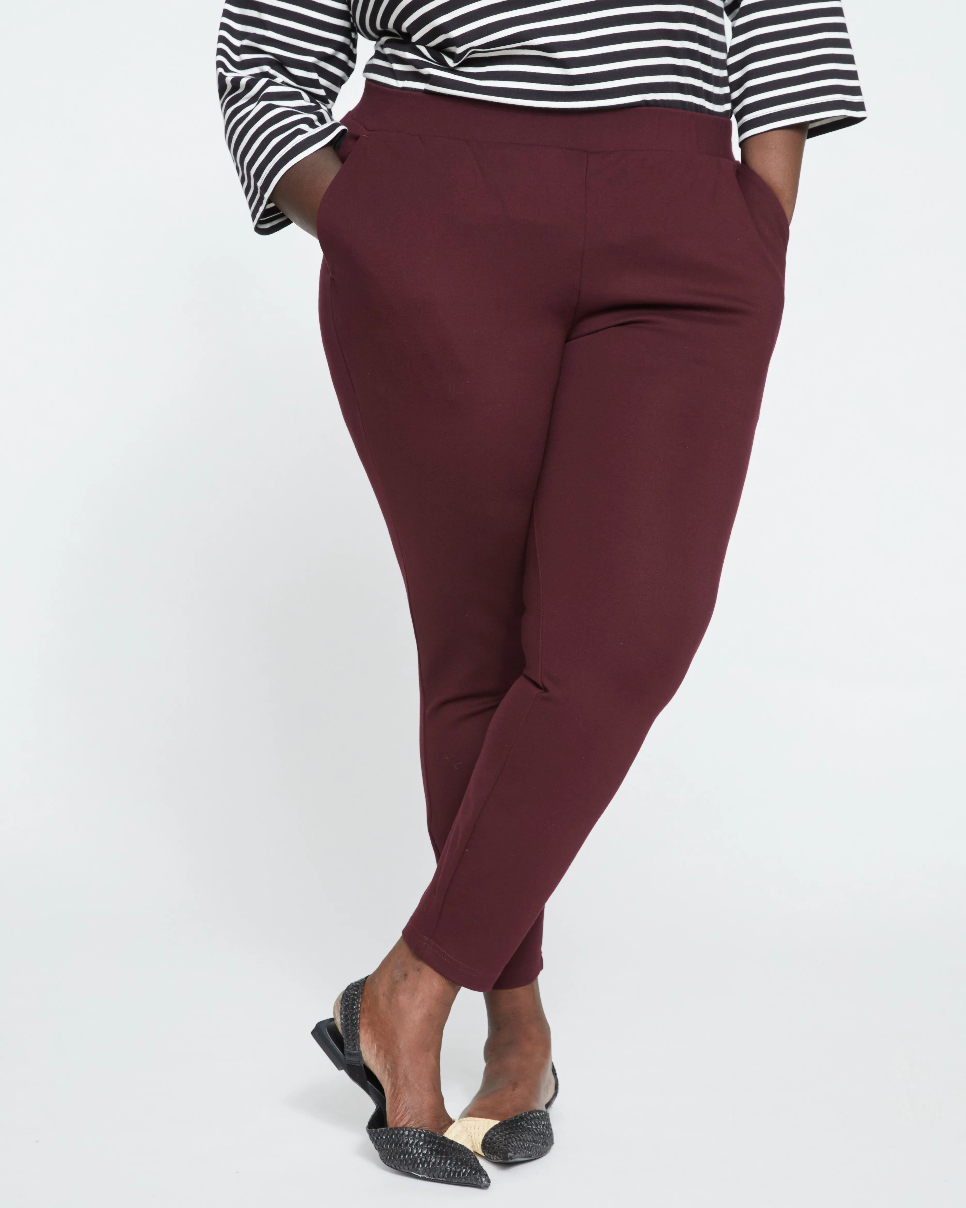 Minimalist Moro Pocket Signature Ponte Pants - Black Cherry