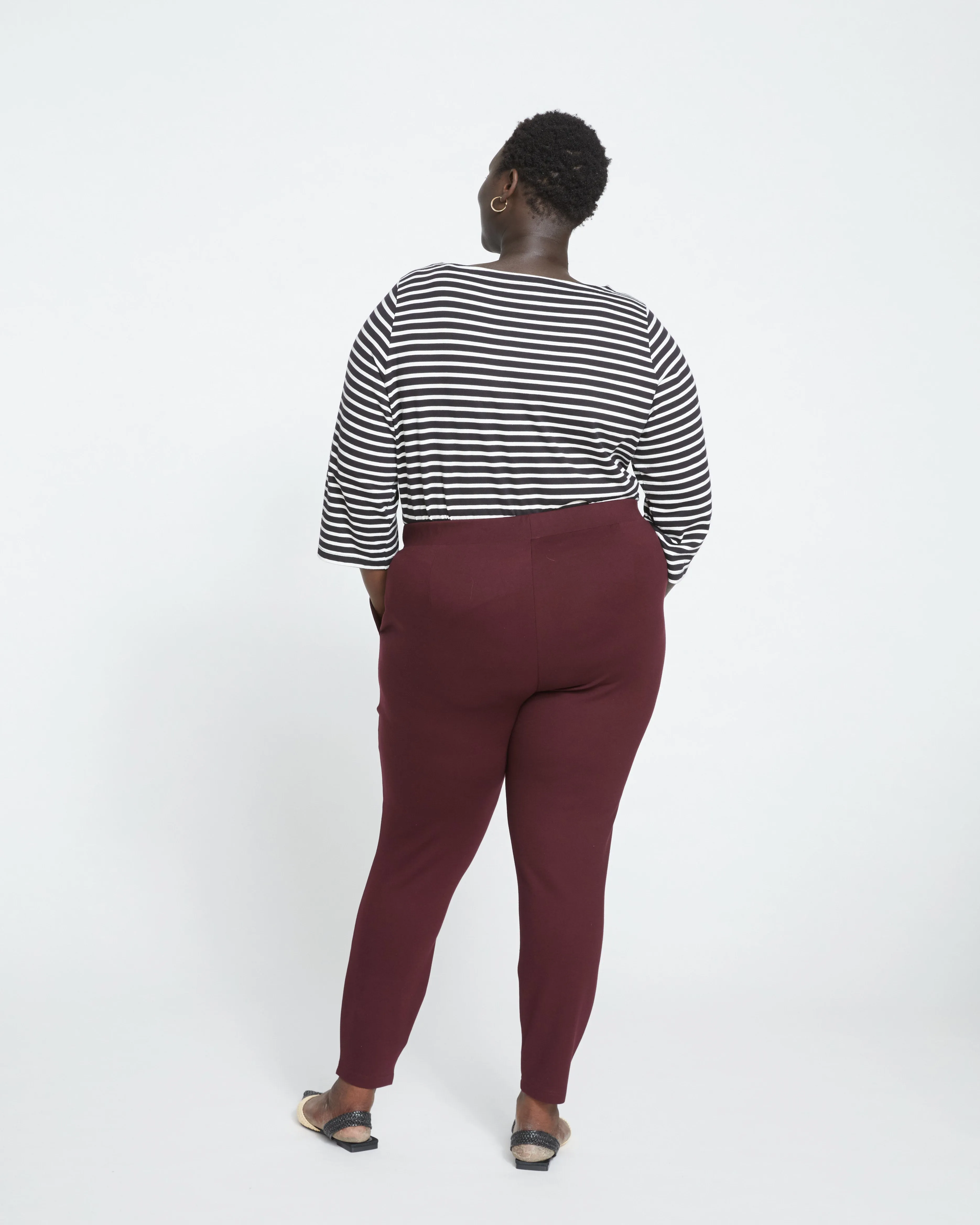 Minimalist Moro Pocket Signature Ponte Pants - Black Cherry