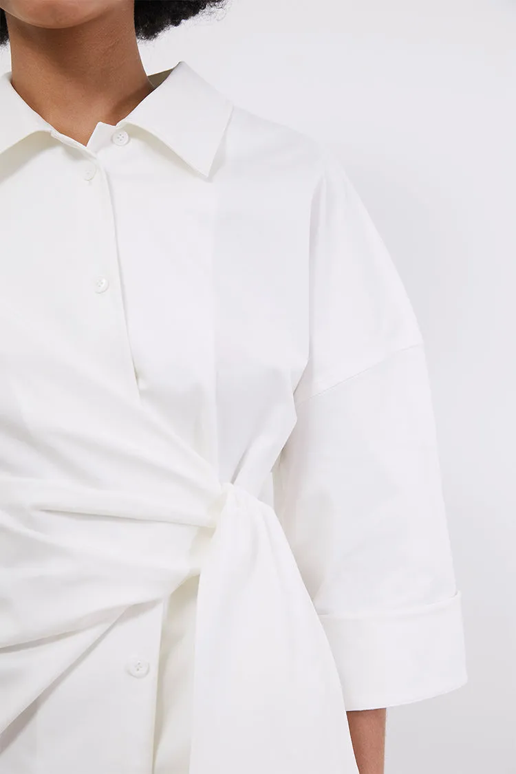 Oversized knotted detail cotton-blend shirts