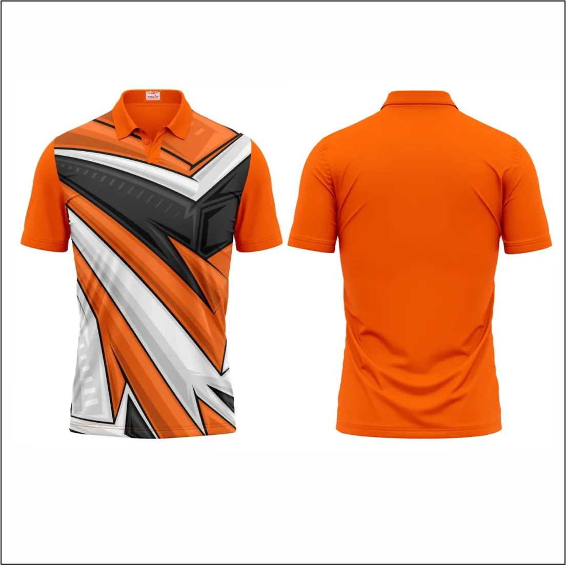 Polo Neck Printed Jersey Orange Design 44