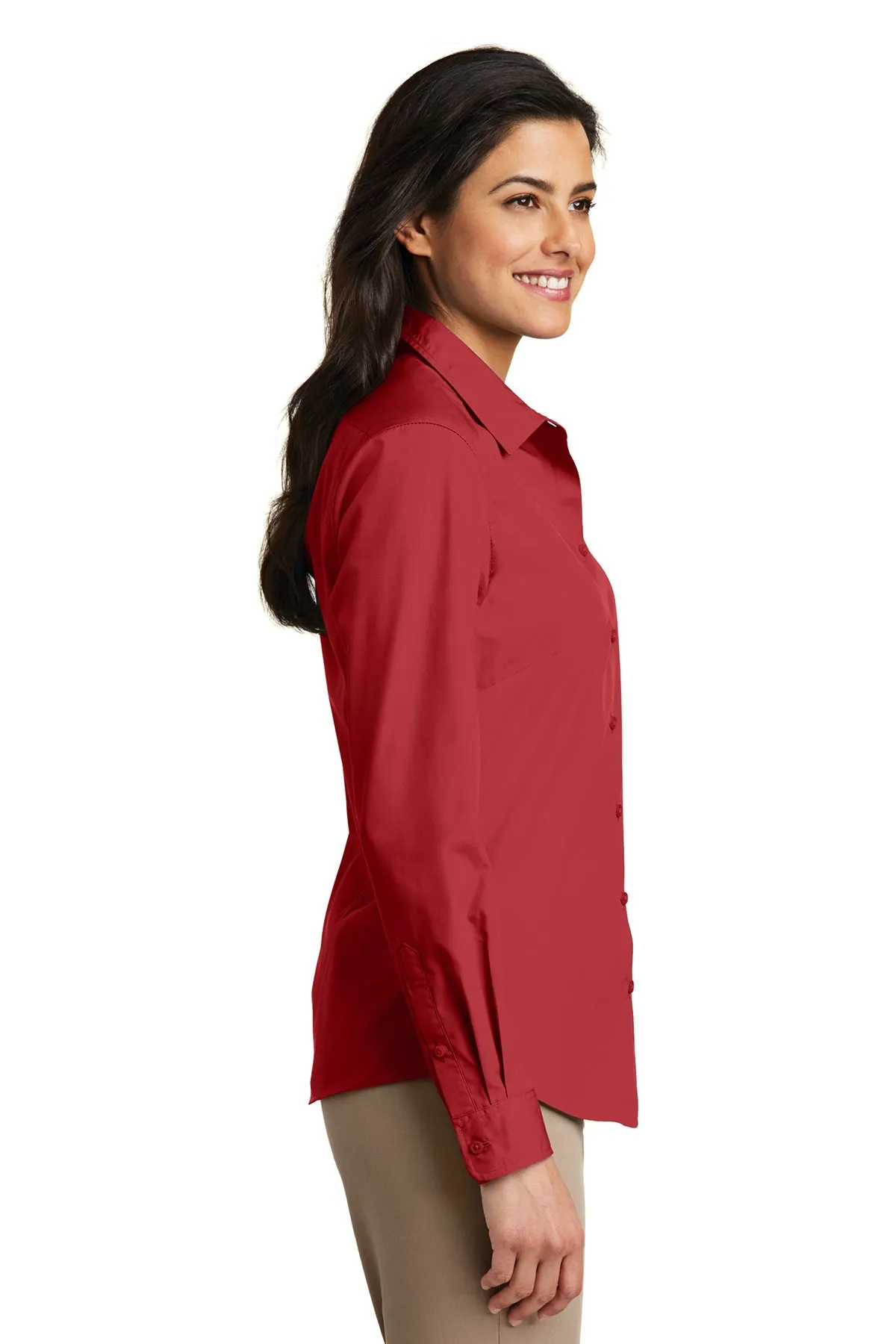 Port Authority Ladies Carefree Poplin Customized Shirts, Rich Red