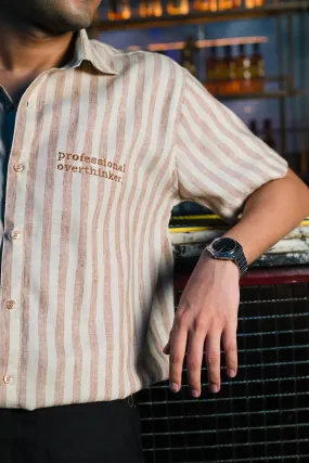 Professional Overthinker Embroidered Linen Shirt