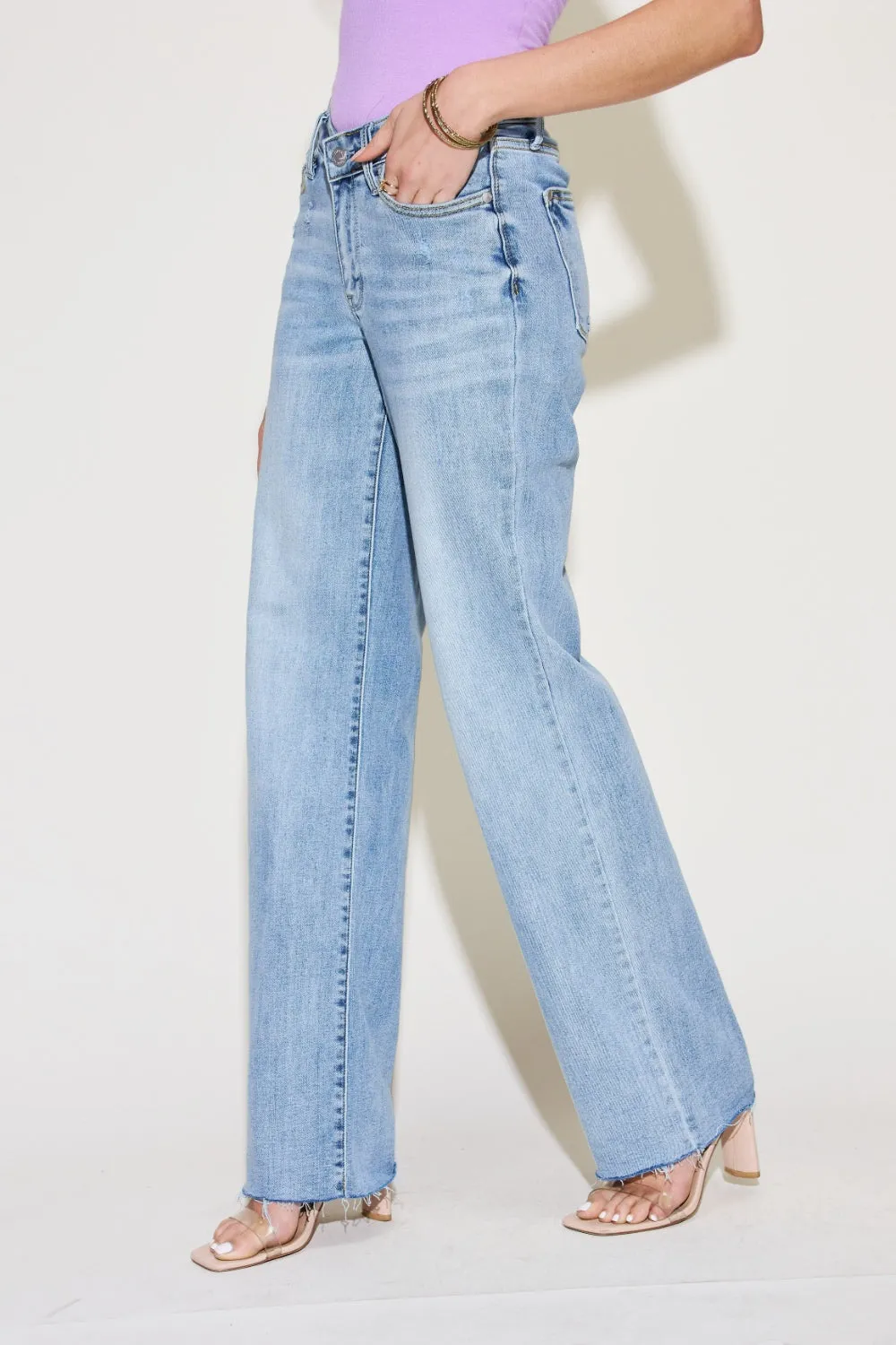 Size Inclusive V Front Waistband Straight Jeans