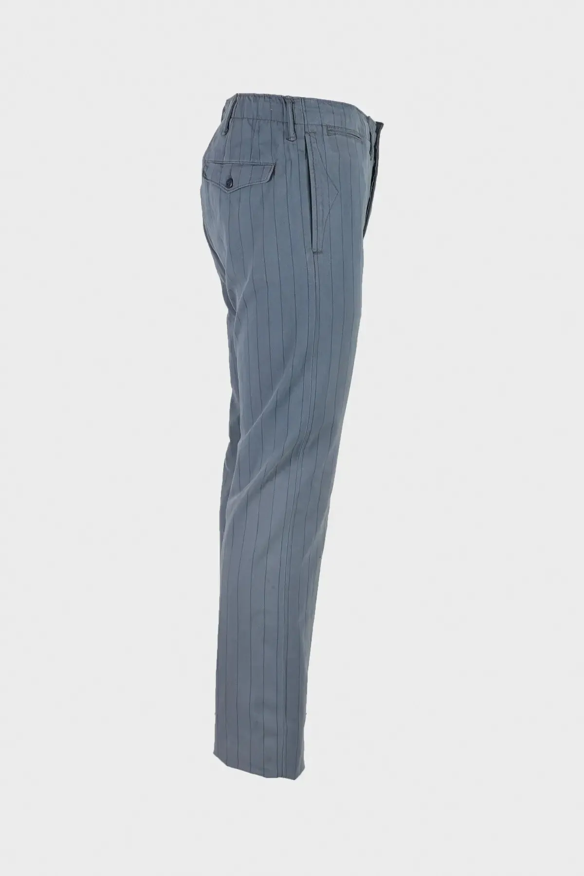 Striped Herringbone Officer's Pants - Faded Navy