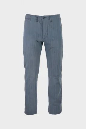 Striped Herringbone Officer's Pants - Faded Navy