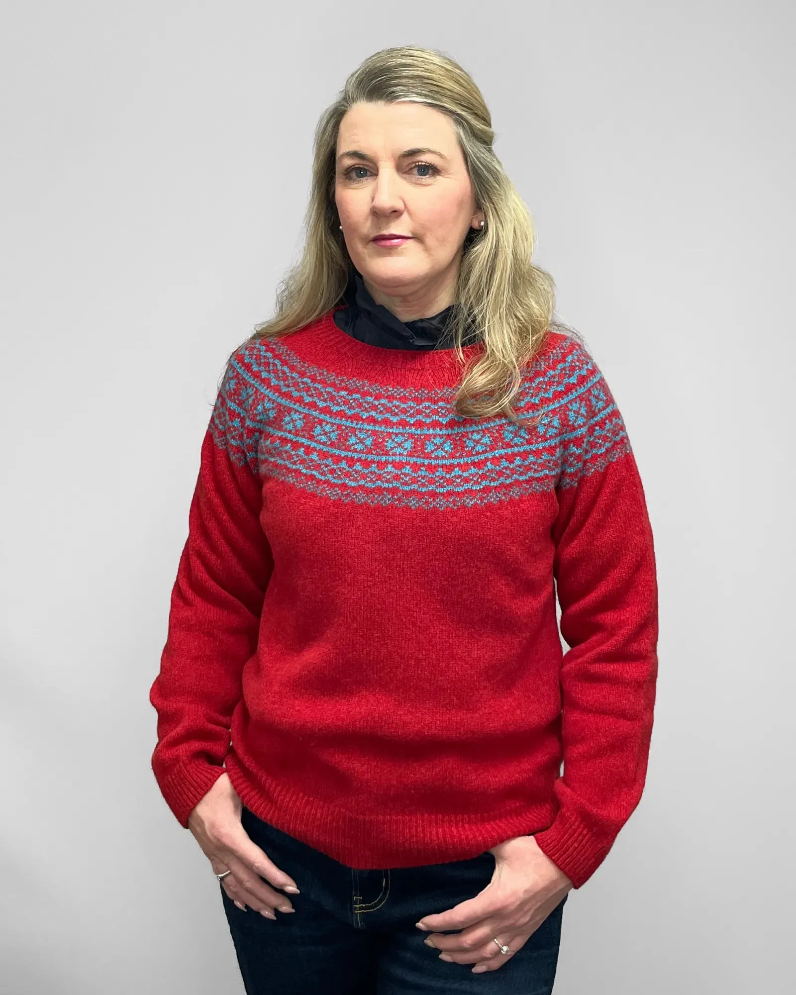 Women's Knitted Fair Isle Jumper (L4748/7) - Jasper/Utopia