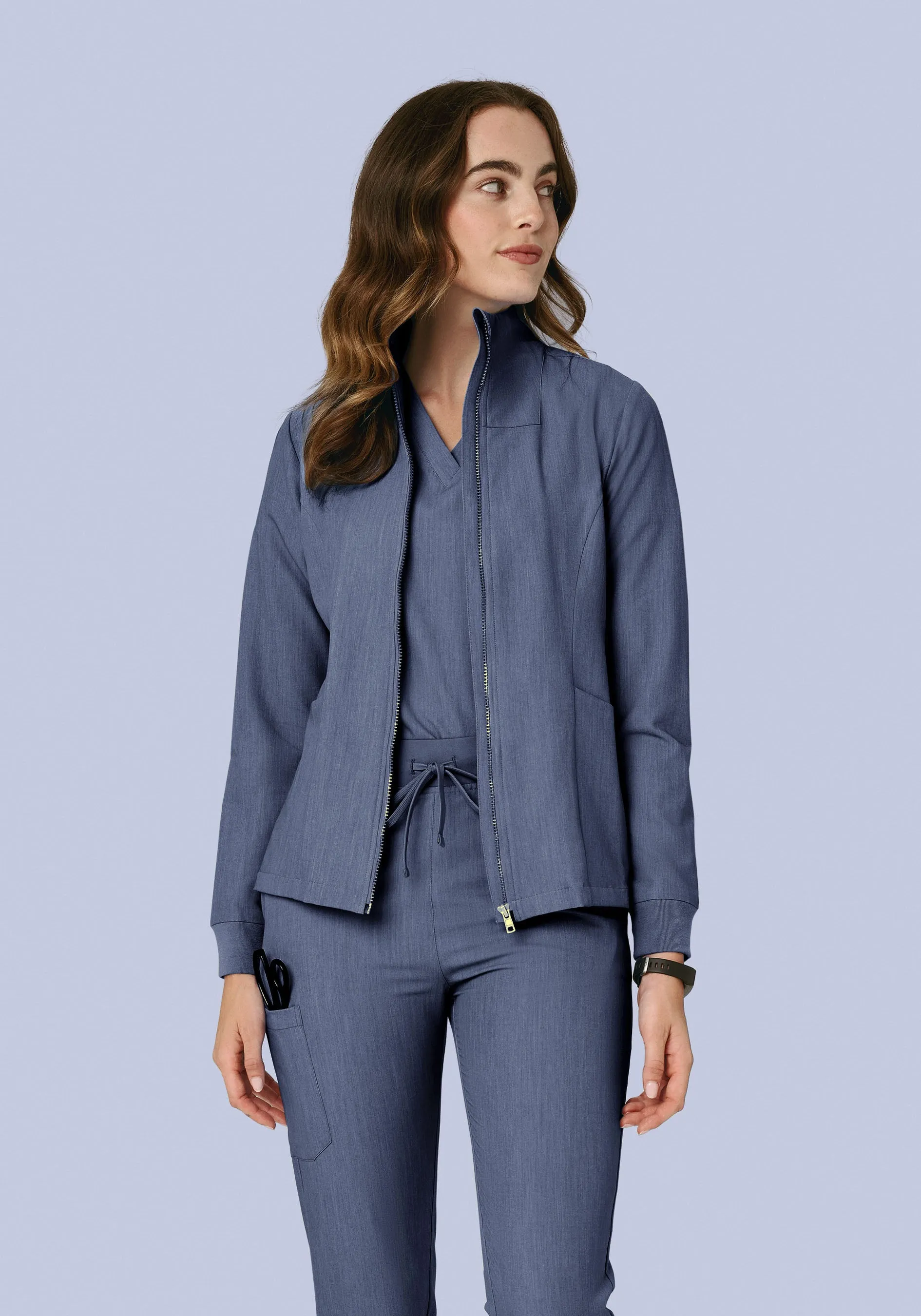 Women's Modern Scrub Jacket Heather Denim