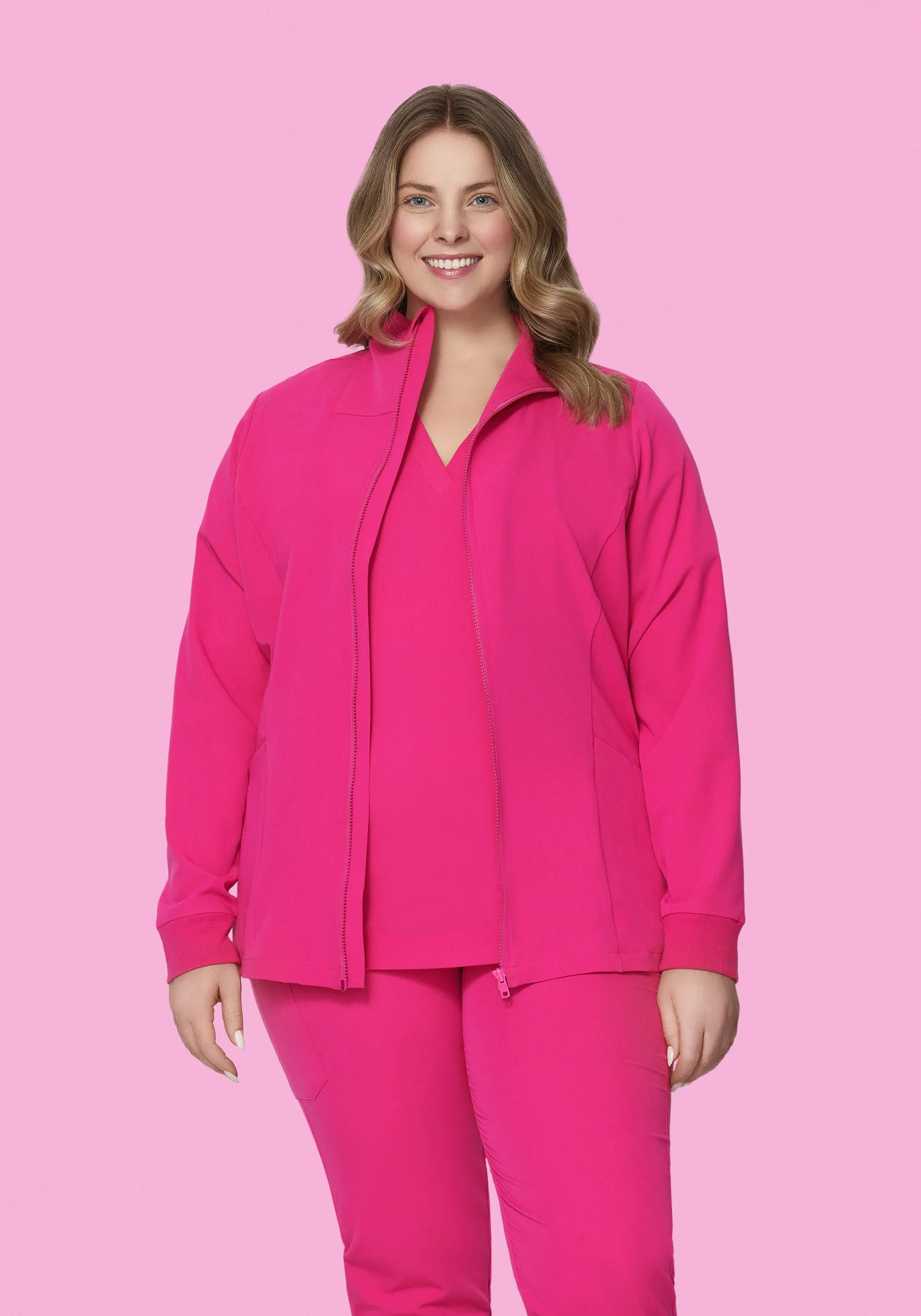 Women's Modern Scrub Jacket Shocking Pink