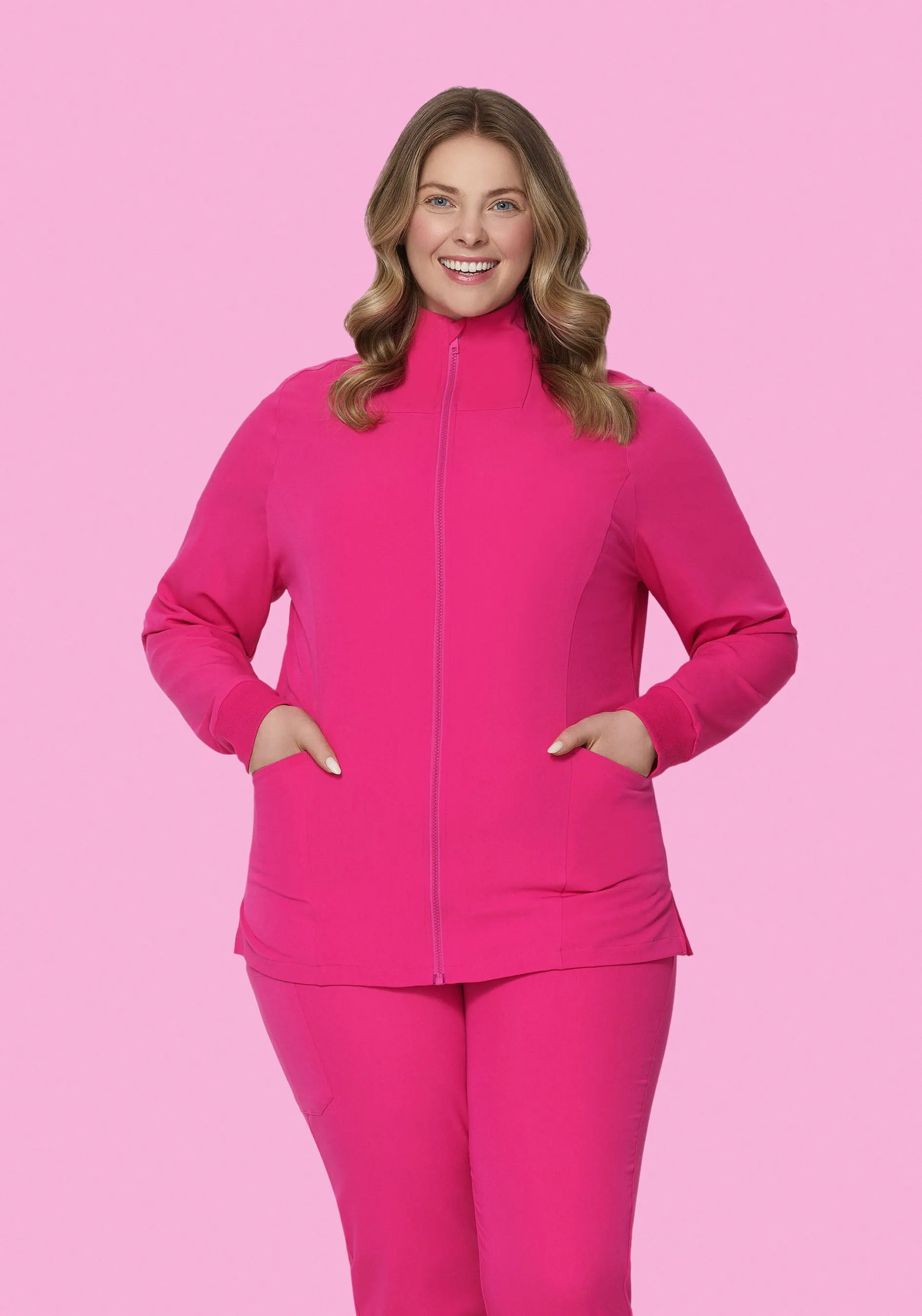 Women's Modern Scrub Jacket Shocking Pink